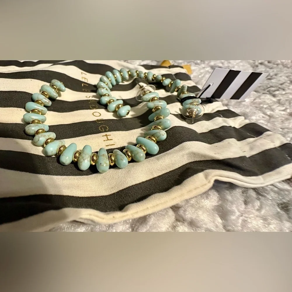 RARE Lele Sadoughi Rio Grande Turquoise Hoop Earrings NWOT Boho Luxe
